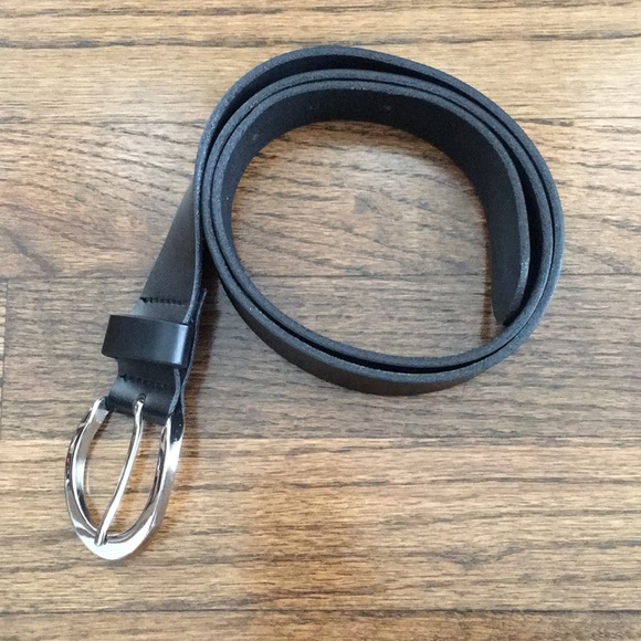 Express Black Leather Belt Silver Buckle - Picture 2 of 7